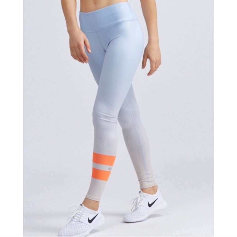 Alo Yoga Airbrush Capri Leggings XS Blue Orange